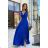 Women's Plus Size (42-46) Long Elegant Party Sleeveless Dress POLISH FASHION PMLBC23265-10 Royal blue 34