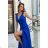 Women's Plus Size (42-46) Long Elegant Party Sleeveless Dress POLISH FASHION PMLBC23265-10 Royal blue 34