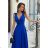 Women's Plus Size (42-46) Long Elegant Party Sleeveless Dress POLISH FASHION PMLBC23265-10 Royal blue 34