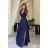 Women's Plus Size (42-46) Long Elegant Party Sleeveless Dress POLISH FASHION PMLBC23265-10 dark blue 34