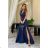 Women's Plus Size (42-46) Long Elegant Party Sleeveless Dress POLISH FASHION PMLBC23265-10 dark blue 34