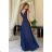 Women's Plus Size (42-46) Long Elegant Party Sleeveless Dress POLISH FASHION PMLBC23265-10 dark blue 34