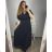 Women's Plus Size Dress Long Elegant Casual Short Sleeve (2XL/3XL ONE SIZE) ITALIAN FASHION IM423ISABELA L/XL dark blue