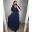 Women's Plus Size Dress Long Elegant Casual Short Sleeve (2XL/3XL ONE SIZE) ITALIAN FASHION IM423ISABELA L/XL dark blue