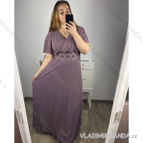 Women's Plus Size Dress Long Elegant Casual Short Sleeve (2XL/3XL ONE SIZE) ITALIAN FASHION IM423ISABELA L/XL light purple