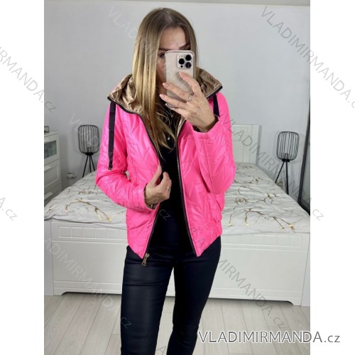 Women's Autumn Hooded Jacket (XS-XL) POLISH FASHION PMWC23B8219 Neon pink XL