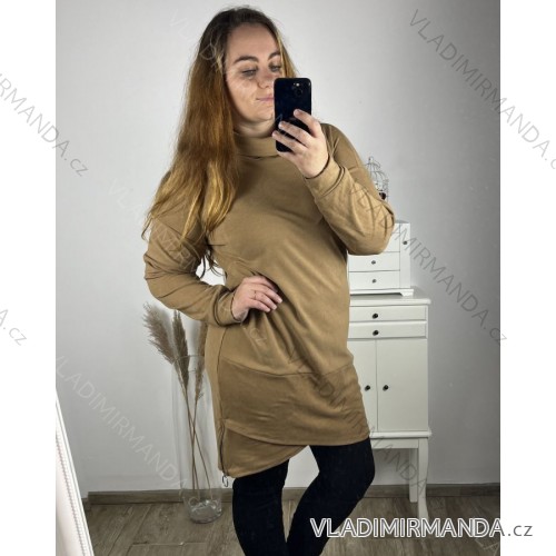 Women's Plus Size Warm Long Sleeve Dress (XL/2XL/3XL ONE SIZE) ITALIAN FASHION IM423575 3xl / 4xl Brown