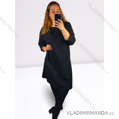 Šaty dlouhý rukáv dámské nadrozměr (UNI L/XXL) ITALSKÁ MÓDA IM4201151 black 52