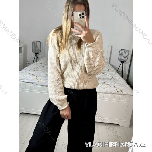 Women's Long Sleeve Sweater (S / M ONE SIZE) ITALIAN FASHION IMM219072 S/M béžová