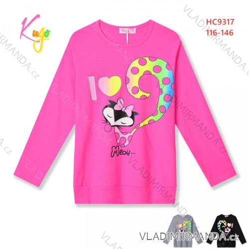 T-shirt long sleeve with sequins children adolescent girls (116-146) KUGO B3258