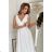 Women's Plus Size (42-46) Long Elegant Party Sleeveless Dress POLISH FASHION PMLBC23265-10 white 46