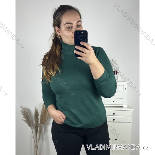 Knitted sweater thin turtleneck long sleeve women (L / XL ONE SIZE) ITALIAN FASHION IMD211110 Colour   Emerald
 Size   L/XL