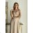 Women's Plus Size (42-46) Long Elegant Party Sleeveless Dress POLISH FASHION PMLBC23265-10 38 béžová