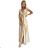 411-7 CRYSTAL satin long dress with a neckline - gold