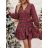 Women's Elegant Long Sleeve Dress (S/M ONE SIZE) ITALIAN FASHION IMM23M6062 red S/M