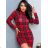 Women's Elegant Long Sleeve Dress (S/M ONE SIZE) ITALIAN FASHION IMM23M6062 red S/M