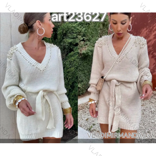 Women's Elegant Knitted Long Sleeve Dress (S/M ONE SIZE) ITALIAN FASHION IMPBB22Y22990