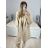 Women's Long Sleeve Hooded Alpaca Coat (S/M ONE SIZE) POLISH FASHION IMWK23747 béžová S/M