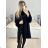 Women's slim long sleeve coat (L/XL ONE SIZE) ITALIAN FASHION IM423097 L/XL black