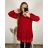 Women's Plus Size Long Sleeve Oversize Dress (XL/2XL/3XL ONE SIZE) ITALIAN FASHION IMC23024 2XL/3XL red