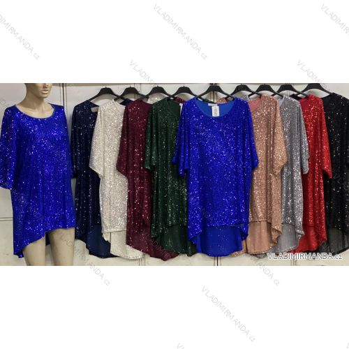 Tunic Long Sequin 3/4 Long Sleeve Women's Plus Size (XL/2XL ONE SIZE) ITALIAN FASHION IMC23526