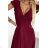 411-8 CRYSTAL long shimmering dress with a neckline - Burgundy color