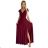 411-8 CRYSTAL long shimmering dress with a neckline - Burgundy color