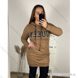 Women's Long Sleeve Hooded Sweatshirt Dress (S/M ONE SIZE) ITALIAN FASHION IMC22685