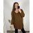 Women's Plus Size Knitted Turtleneck Long Sleeve Dress (2XL/3XL ONE SIZE) ITALIAN FASHION IM423608 Brown 3xl / 4xl