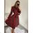 Women's Elegant Long Sleeve Dress (S/M ONE SIZE) ITALIAN FASHION IMM23M6062 red S/M