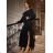 Women's Long Long Sleeve Party Dress (S/M ONE SIZE) ITALIAN FASHION IMM23056 black S/M