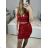 Women's Sequin Strappy Top and Skirt Set (S/M ONE SIZE) ITALIAN FASHION IMC23506 S/M red