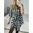 Women's Long Sleeve Shirt Dress (S/M/L ONE SIZE) ITALIAN FASHION IMC22658 S/M Black and white