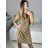 Women's Long Long Sleeve Party Dress (S/M ONE SIZE) ITALIAN FASHION IMM23056 Golden S/M