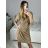 Women's Long Long Sleeve Party Dress (S/M ONE SIZE) ITALIAN FASHION IMM23056 Golden S/M