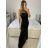 Women's Long Chiffon Short Sleeve Dress (S/M ONE SIZE) ITALIAN FASHION IMWGS231048 S/M black