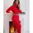 Women's Plus Size Knitted Turtleneck Long Sleeve Dress (L/XL/2XL ONE SIZE) ITALIAN FASHION IM4221085 red XL/2XL