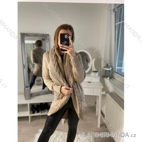 Cardigan knitted long sleeve women (UNI S / M) ITALIAN FASHION IMD20425 -   Dark beige
,   M / L