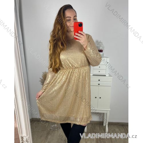 Tunic / blouse long sleeve women's oversized (3XL / 4XL ONE SIZE) ITALIAN FASHION IMWQ23169 Golden 3xl / 4xl