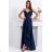 Women's Plus Size (42-46) Long Elegant Party Sleeveless Dress POLISH FASHION PMLBC23265-10 dark blue 36