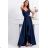 Women's Plus Size (42-46) Long Elegant Party Sleeveless Dress POLISH FASHION PMLBC23265-10 dark blue 36