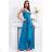 Women's Plus Size (42-46) Long Elegant Party Sleeveless Dress POLISH FASHION PMLBC23265-10 Light blue 42