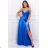 Women's Plus Size (42-46) Long Elegant Party Sleeveless Dress POLISH FASHION PMLBC23265-10 Royal blue 36