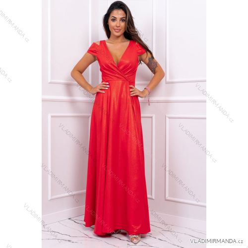 Women's Plus Size (42-46) Long Elegant Party Sleeveless Dress POLISH FASHION PMLBC23265-10 red 42