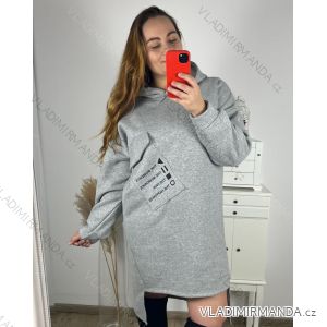 Women's Long Sleeve Hooded Sweatshirt Dress (S/M ONE SIZE) ITALIAN FASHION IMC22685