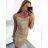 Women's Elegant Long Party Sparkly Sequin Strapless Dress (S/M ONE SIZE) ITALIAN FASHION IMWY224032 Golden S/M