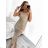 Women's Elegant Long Party Sparkly Sequin Strapless Dress (S/M ONE SIZE) ITALIAN FASHION IMWY224032 Golden S/M