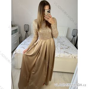 Women's Long Elegant Long Sleeve Dress (S/M ONE SIZE) ITALIAN FASHION IMPGM2316482