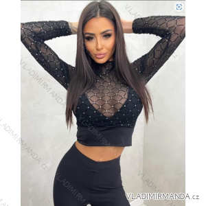 Women's Long Sleeve Crop Top (S/M ONE SIZE) ITALIAN FASHION IMPBB23B10882