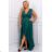 Women's Plus Size (42-46) Long Elegant Party Sleeveless Dress POLISH FASHION PMLBC23265-10 Green 50